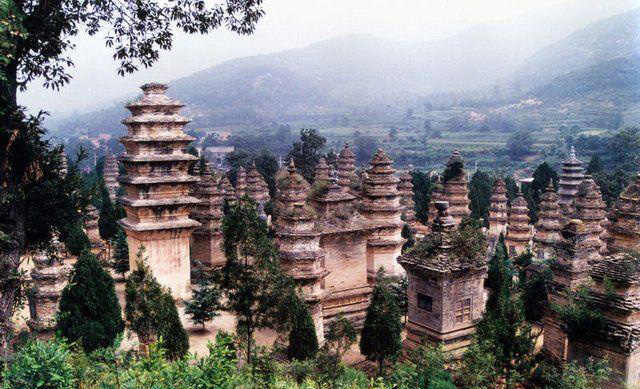 A view of the Pagoda or Stupa Forest at Shaolin, one of the largest at any Buddhist Temple in China.