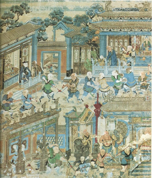 A detailed view of one of the previosuly discussed 19th century murals. Original published source unknown.