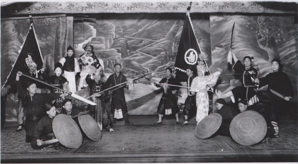 Cantonese Opera Performers in San Francisco, circa 1900.  Chinese Opera and Popular entertainment has been linked to the martial arts since at least the Song dynasty.  Even in the Han dynasty military performances were a central part of the "Hundred Events."