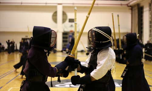 Kendo students in a gym in downtown Shanghai. Photo: Cai Xianmin/GT .