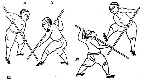 Illustrations of pole fighting, "The Noble Art of Self-Defense." (Circa 1870)