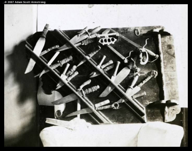 Confiscated weapons. Shanghai Municipal Police Department, 1925. University of Bristol, Historical Photographs of China.