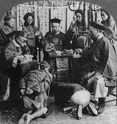 "Boxers on Trial." A stereoscopic image produced by the Keystone View Company.  From the collection of the Library of Congress.