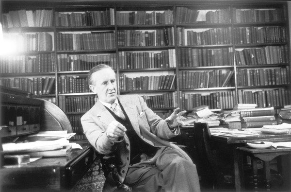 Professor Tolkien at Oxford University.  Incidentally this is what an academic office is supposed to look like!