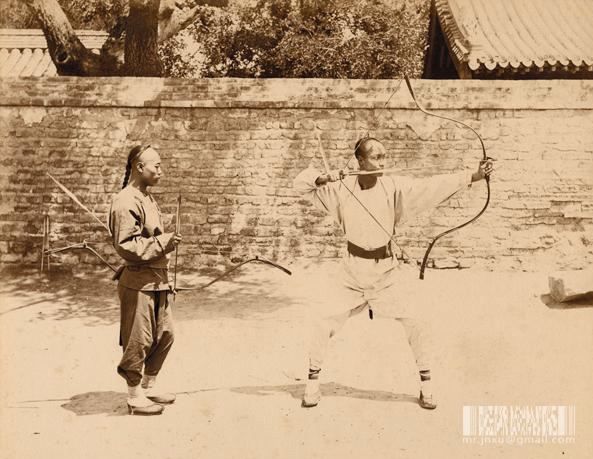 A pair of Chinese archers.  Late 19th century.  Original source unknown.