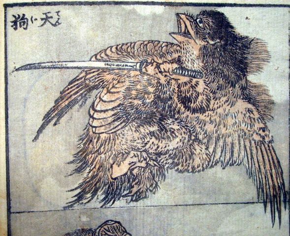 An image of a low ranking minor Tengu by Hokusai.  Source: Wikimedia.