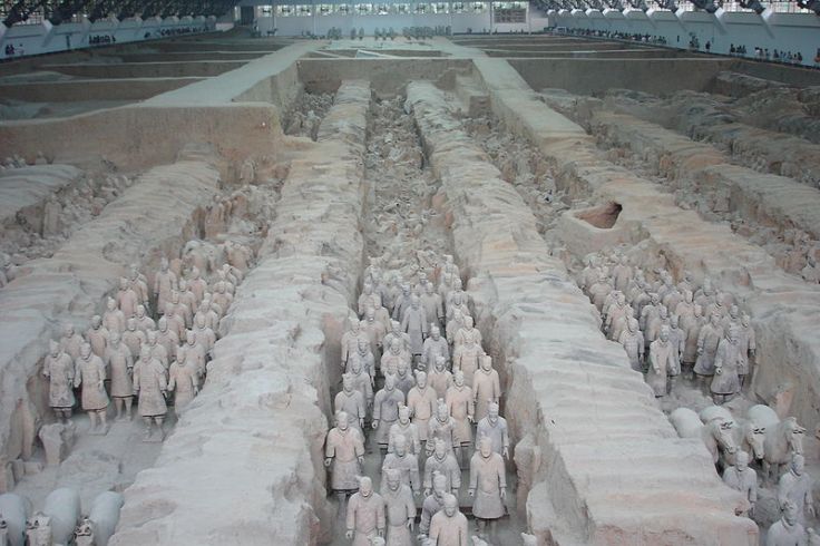 The actual Terracotta Army archeological site.  Source: Wikimedia.