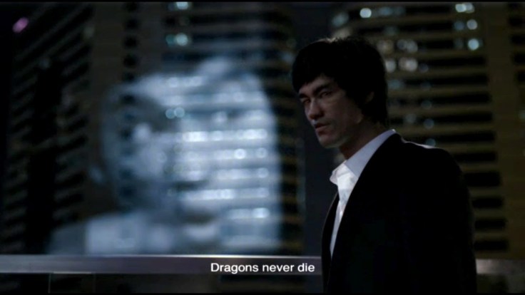 A still frame from the highly controversial 2013 Johnnie Walker advertisement featuring a digitally rendered Bruce Lee re-imagined as a some sort of real estate tycoon.