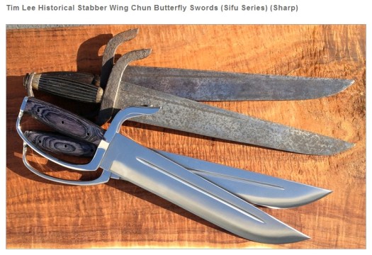 Tim Lee's modern reinterpretation of a set of late 19th century butterfly swords.  Source: Everything Wing Chun.