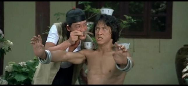 A still frame from Drunken Master.