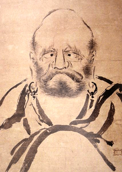 A painting of Bodhidharma by the renown Japanese swordmaster, Miyamoto Mushashi. Source: http://www.musashi-miyamoto.com