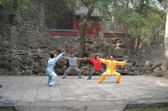 Chen style Taijiquan practitioners at the Fragrant Hills Park in Beijing, 2004.  Source: Wikimedia.