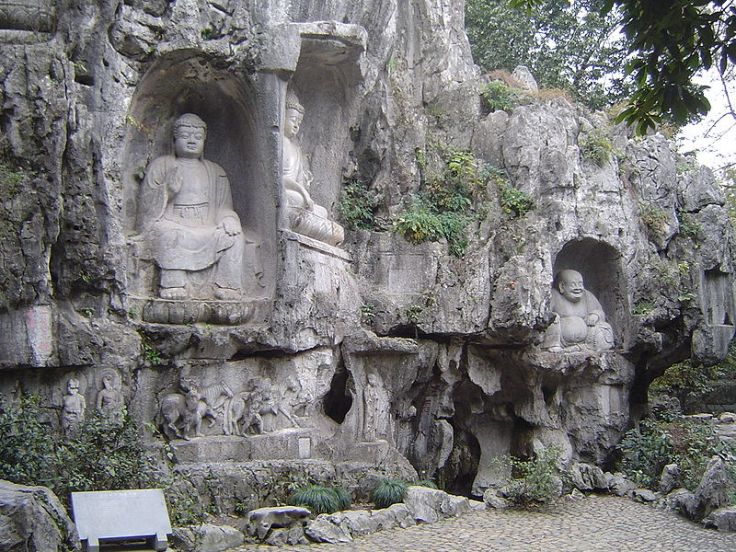 Grotto at the Lingyin Temple.  Source: Wikimedia.