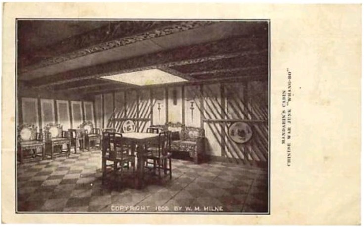 Another postcard of the Whang Ho displaying antique furniture and weapons.  Source: Author's Personal Collection.