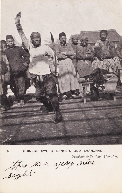 A Vintage Postcard showing a Shanghai Sword Juggler. Source: Author's Personal Collection.