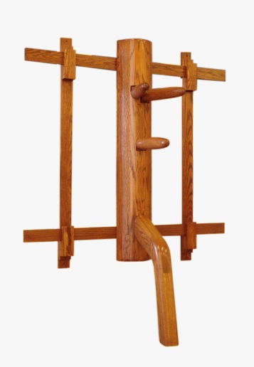 A space saving wall mounted wooden dummy.  Source: everythingwingchun.com