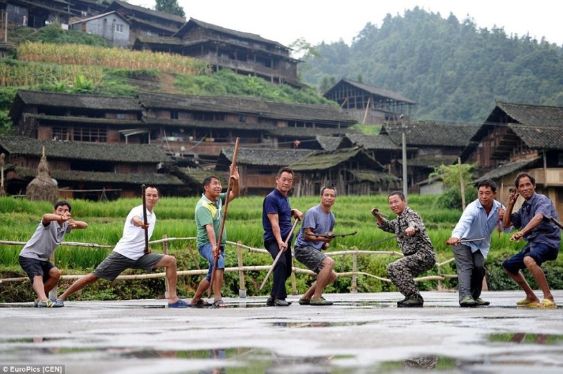 Residents of Ganxi Dong village demonstrating their martial arts skills. Source: http://www.dailymail.co.uk