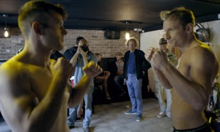 Grayson Perry (centre, back), in Episode One of All Man, Channel 4