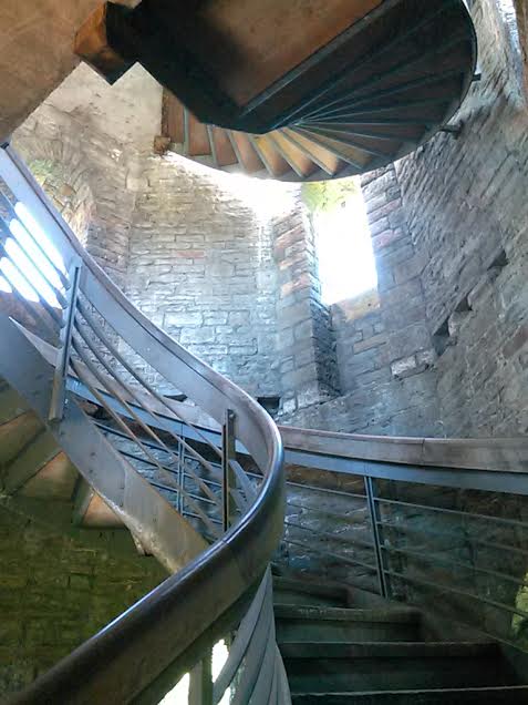 A staircase inside the wall of Cardiff Castle.  Photo by Benjamin Judkins.