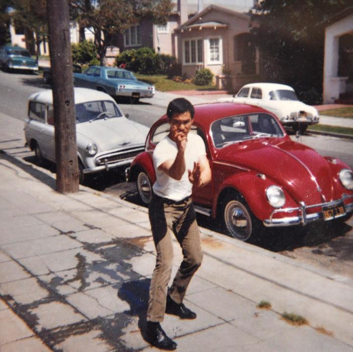 A young Bruce Lee in Oakland circa 1965, just prior to his role on the Green Hornet. Although Bruce was born in San Francisco's Chinatown, he was often at odds with members of the neighborhood's martial arts culture. Bruce instead found a more likeminded crowd across the Bay, in the city of Oakland. (Photo courtesy of Barney Scollan