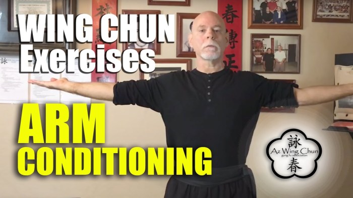 A screengrab from the arm conditioning video discussed below.